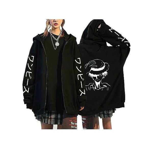 Sybnwnwm One Piece Sweat À Capuche Luffy Zoro Ace Homme Femme 3D Imprimer Zipper Sweat Longues Pull