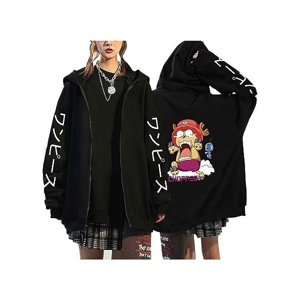 Sybnwnwm One Piece Sweat À Capuche Luffy Zoro Ace Homme Femme 3D Imprimer Zipper Sweat Longues Pull