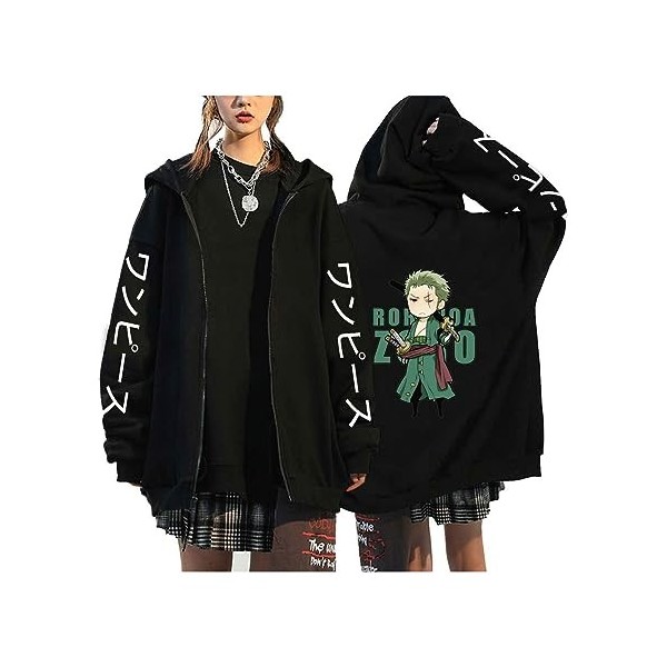Sybnwnwm One Piece Sweat À Capuche Luffy Zoro Ace Homme Femme 3D Imprimer Zipper Sweat Longues Pull