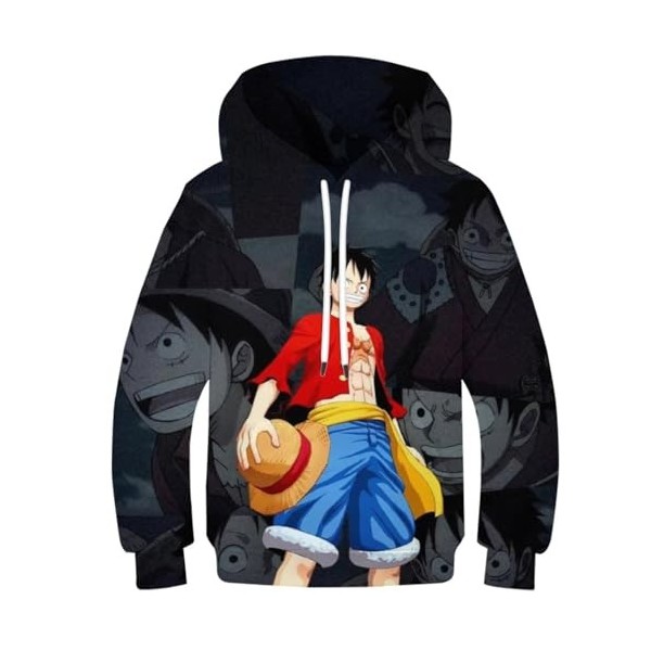 ZEJAL Sweats À Capuche Unisexe 3D pour Enfants 3D One Piece Sweats À Capuche À Manches Longues Pull Tops Filles Pull Automne 