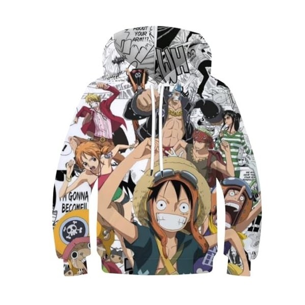 ZEJAL Sweats À Capuche Unisexe 3D pour Enfants 3D One Piece Sweats À Capuche À Manches Longues Pull Tops Filles Pull Automne 