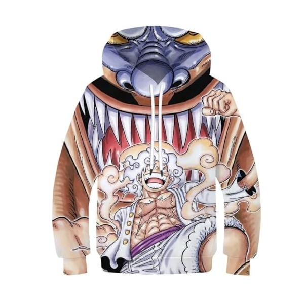 ZEJAL Sweats À Capuche Unisexe 3D pour Enfants 3D One Piece Sweats À Capuche À Manches Longues Pull Tops Filles Pull Automne 