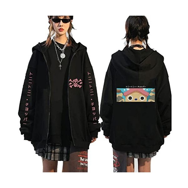 One Piece Zip Up Sweat à Capuche Zoro Luffy Pull Ace Chopper Nami Veste Hoodies One Piece Cosplay Costume,005H-L1