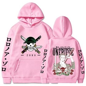Sybnwnwm Sweat à capuche One Piece Zoro imprimé 3D Anime Hoodies Sweat à capuche à manches longues Unisexe, blanc, L