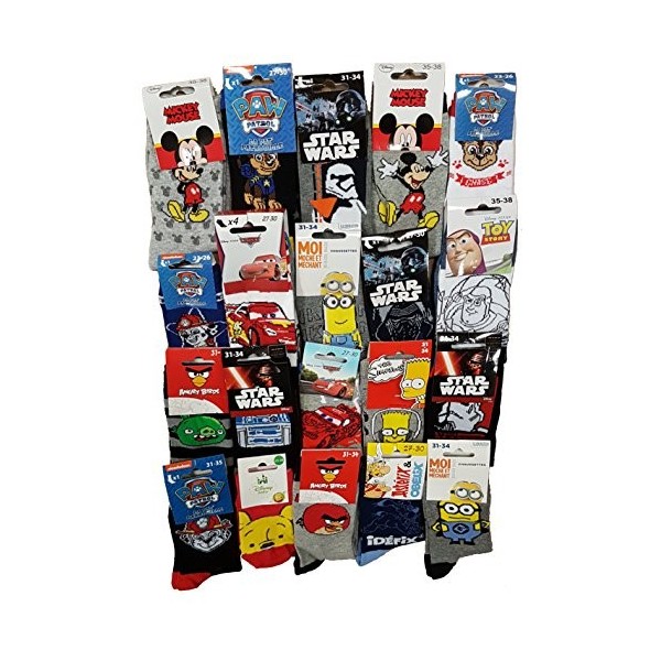 Disney socksHomme Surprise Chaussettes Licence vendues en Pack de 10 Paires Surorise, Pack Paires Mod謥s Enfant Garcon, 31-34 