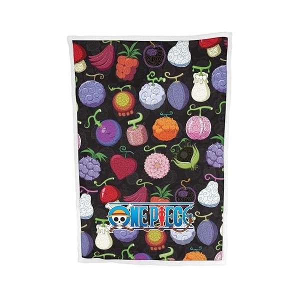 Hômadict One Piece Plaid Sherpa 100x150cm Fruit du démon - Couverture Polaire - Cocooning - pour des soirées Bien au Chaud - 