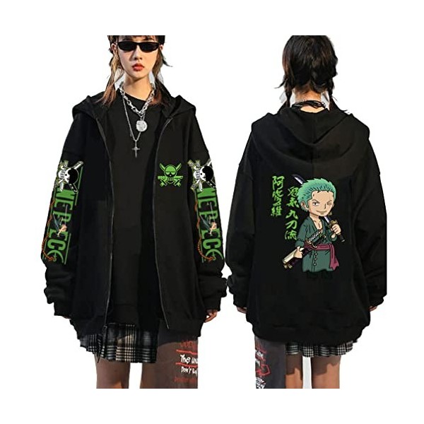One Piece Zip Up Hoodie Zoro Luffy Cosplay Pull Anime Hoodies Sweat À Capuche Pull À Capuche Jumper,002E-S1