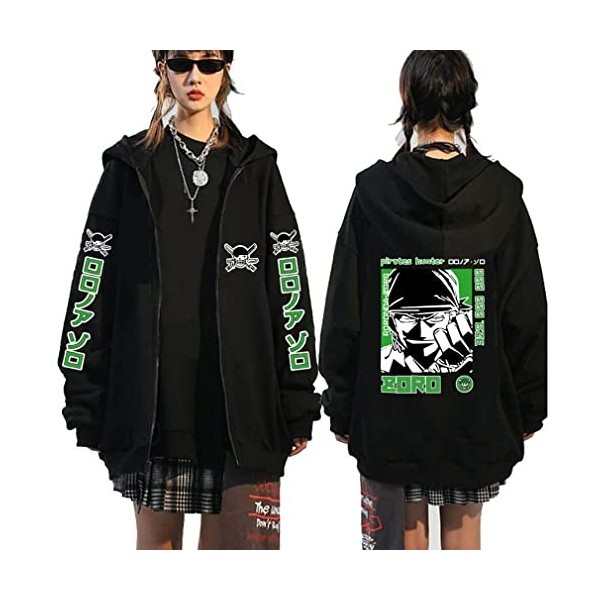One Piece Zip Up Hoodie Zoro Luffy Cosplay Pull Anime Hoodies Sweat À Capuche Pull À Capuche Jumper,002E-S1