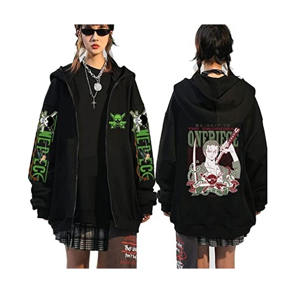 One Piece Zip Up Hoodie Zoro Luffy Cosplay Pull Anime Hoodies Sweat À Capuche Pull À Capuche Jumper,002E-S1