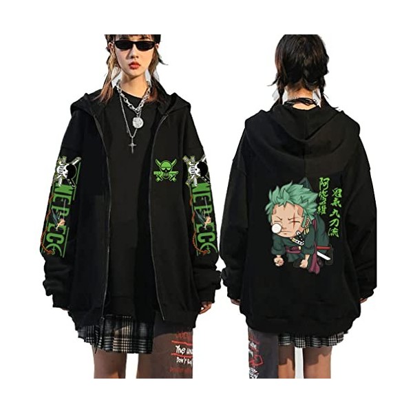 One Piece Zip Up Hoodie Zoro Luffy Cosplay Pull Anime Hoodies Sweat À Capuche Pull À Capuche Jumper,002E-S1