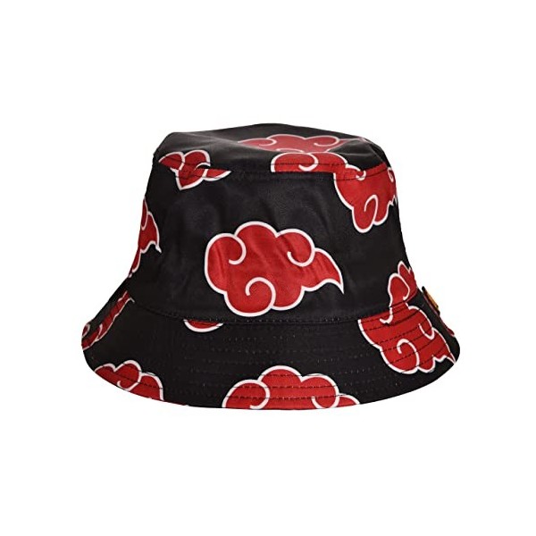 Elbenwald Naruto Bucket Hat avec Motif Symbole Contre Konoha pour Hommes Femmes Unisexe Blanc