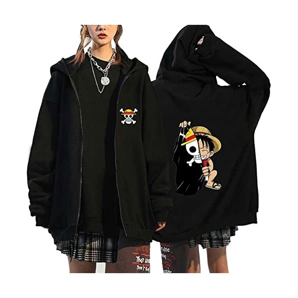 Veste Femme One Piece Zoro Luffy Vêtements Unisexes Anime Avec Capuche Sweat Veste Polaire Sweatshirt Zip-up Pull Chaud Anime