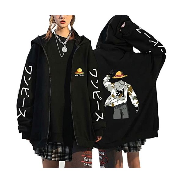 Veste Femme One Piece Zoro Luffy Vêtements Unisexes Anime Avec Capuche Sweat Veste Polaire Sweatshirt Zip-up Pull Chaud Anime