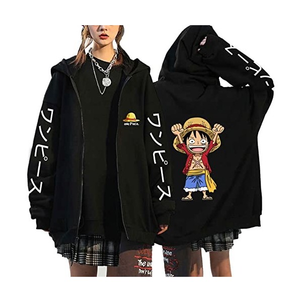 Veste Femme One Piece Zoro Luffy Vêtements Unisexes Anime Avec Capuche Sweat Veste Polaire Sweatshirt Zip-up Pull Chaud Anime