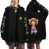 Veste Femme One Piece Zoro Luffy Vêtements Unisexes Anime Avec Capuche Sweat Veste Polaire Sweatshirt Zip-up Pull Chaud Anime