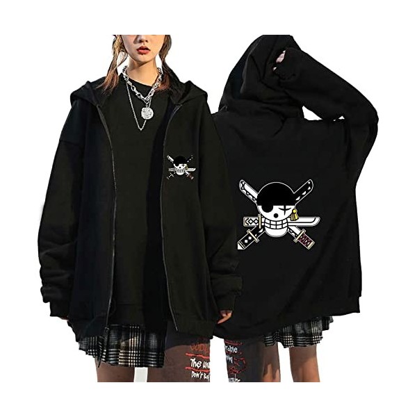 Veste Femme One Piece Zoro Luffy Vêtements Unisexes Anime Avec Capuche Sweat Veste Polaire Sweatshirt Zip-up Pull Chaud Anime