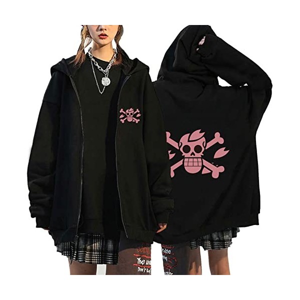 Veste Femme One Piece Zoro Luffy Vêtements Unisexes Anime Avec Capuche Sweat Veste Polaire Sweatshirt Zip-up Pull Chaud Anime