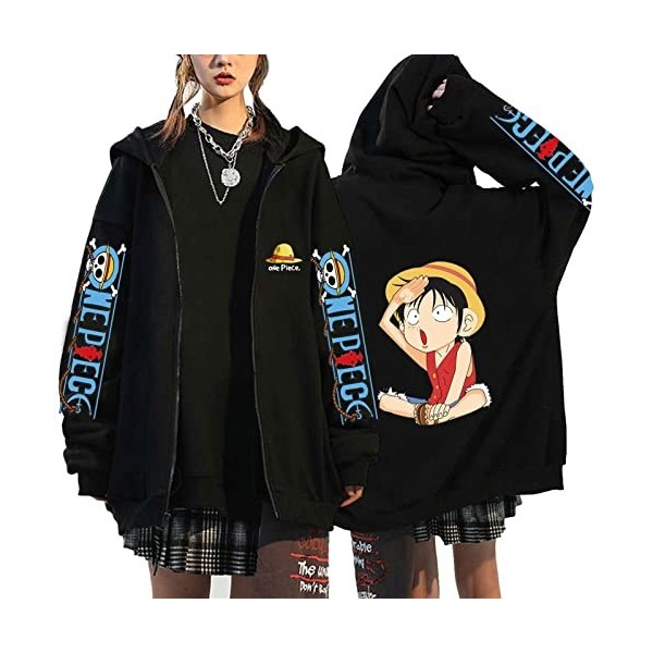 Veste Femme One Piece Zoro Luffy Vêtements Unisexes Anime Avec Capuche Sweat Veste Polaire Sweatshirt Zip-up Pull Chaud Anime