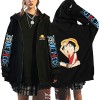 Veste Femme One Piece Zoro Luffy Vêtements Unisexes Anime Avec Capuche Sweat Veste Polaire Sweatshirt Zip-up Pull Chaud Anime