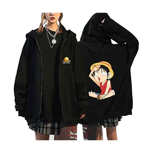 Veste Femme One Piece Zoro Luffy Vêtements Unisexes Anime Avec Capuche Sweat Veste Polaire Sweatshirt Zip-up Pull Chaud Anime