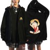 Veste Femme One Piece Zoro Luffy Vêtements Unisexes Anime Avec Capuche Sweat Veste Polaire Sweatshirt Zip-up Pull Chaud Anime