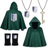 Amycute Cosplay Manga Cape Déguisement Recon Corps Veste Vert Collier Gant Costume Cadeau Anniversaire Fille Garçon Enfants C