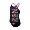 arena Girls Prism Swimsuit V Back One Piece, Black-Lavanda, 8-9 Anni