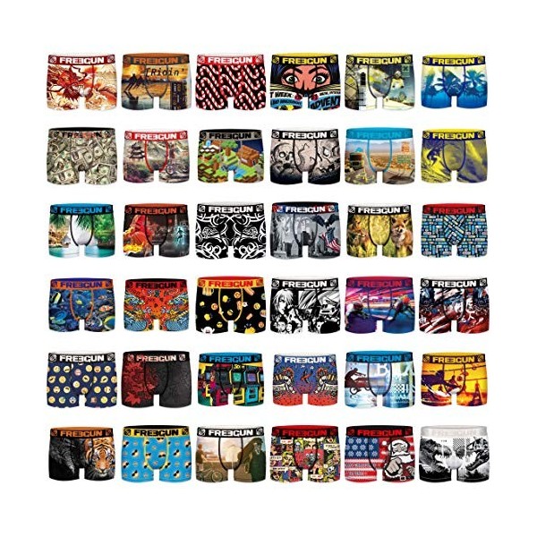 FREEGUN Pack Surprise Boxer Homme Maille Aérée, Calecon Modèle Aléatoire, Anti-Transpirant, Stretch et Infroissable Lot de 3