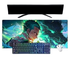 One Piece Roronoa Zoro Anime Tapis de Souris XXL, 800x300mm, Tapis de Souris Clavier Gaming imperméable et 3mm Base en Caoutc