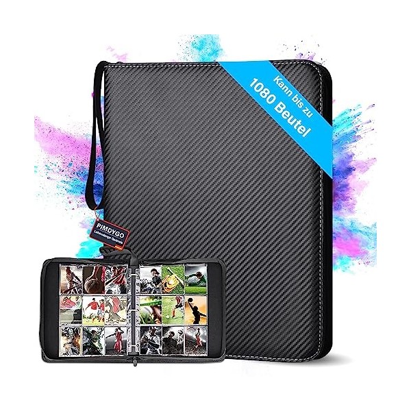 Classeur Carte,Peut Contenir 1080 Cartes Avec 60 Pochette Carte Amovibles,Transparentes Pochette Carte,Classeur Carte Magic e