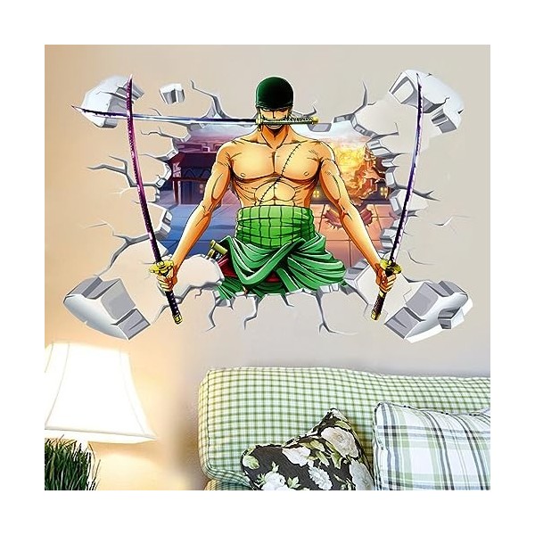 One Piece Broken Wall Zoro Chambre Papier Peint Stickers muraux Autocollants muraux comme décoration murale Autocollants amov