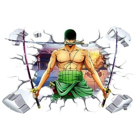 One Piece Broken Wall Zoro Chambre Papier Peint Stickers muraux Autocollants muraux comme décoration murale Autocollants amov