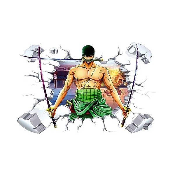 One Piece Broken Wall Zoro Chambre Papier Peint Stickers muraux Autocollants muraux comme décoration murale Autocollants amov