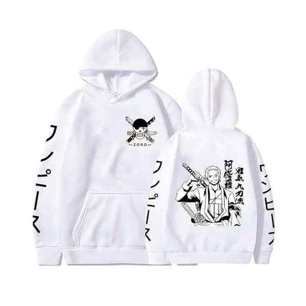 Anime One Piece Hoodies Roronoa Zoro Print Pull Casual Sweat À Capuche Hauts À Manches Longues pour Hommes
