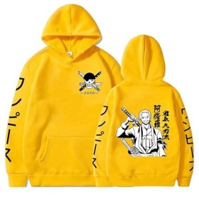 Anime One Piece Hoodies Roronoa Zoro Print Pull Casual Sweat À Capuche Hauts À Manches Longues pour Hommes
