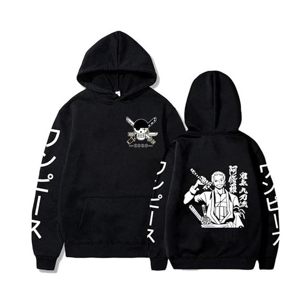 Anime One Piece Hoodies Roronoa Zoro Print Pull Casual Sweat À Capuche Hauts À Manches Longues pour Hommes