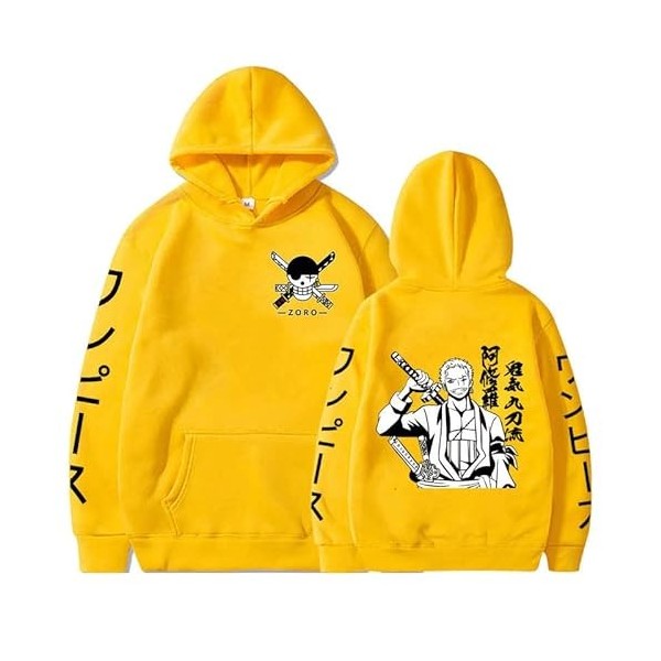 Anime One Piece Hoodies Roronoa Zoro Print Pull Casual Sweat À Capuche Hauts À Manches Longues pour Hommes