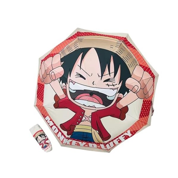ButkUs Parapluie One Piece Luffy Anime Ouverture et Fermeture Pliable Protection Pluie ou Soleil Coupe-Vent Imperméable Prote