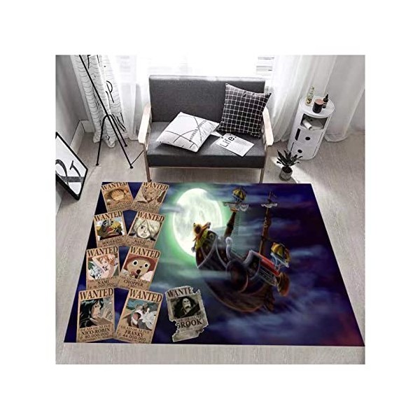 Tapis Antidérapant Moderne Minimaliste Chambre Tapis denfants, Anime One Piece Luffy Salon Tapis avec Support Anti-dérapant 