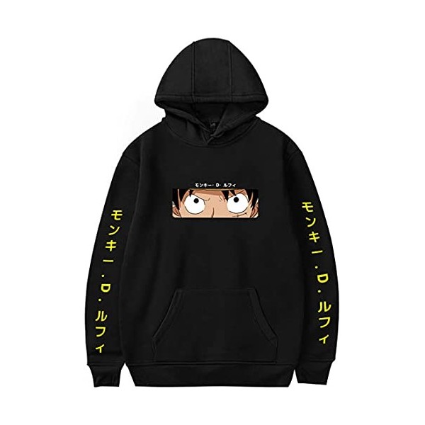 OLIPHEE Hoodie Sweat Capuche Homme 2D Imprimé Sweater avec Poche 1Noir74,S 