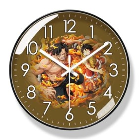 One Piece Ace Horloge murale silencieuse sans tic-tac Mouvement à quartz Design moderne Grande horloge ronde