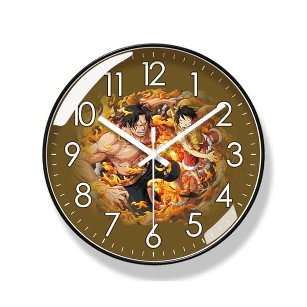 One Piece Ace Horloge murale silencieuse sans tic-tac Mouvement à quartz Design moderne Grande horloge ronde