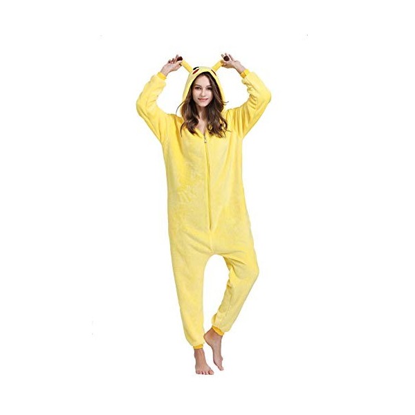 Yimidear® – Pyjama/grenouillère à capuche en flanelle, unisexe pour adultes et enfants, violet, Small