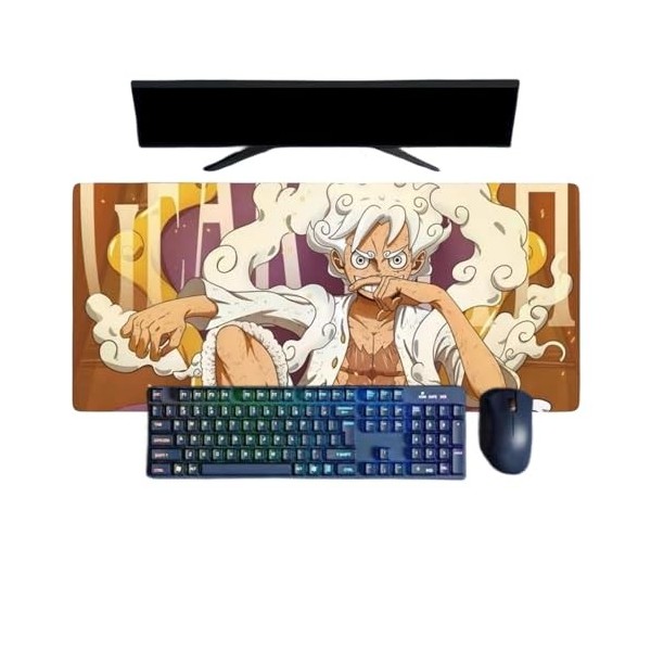 ButkUs Tapis de Souris Gaming XXL One Piece Luffy Anime, 800x300x3mm, Tapis de Souris pour Jeux imperméable en Caoutchouc ant