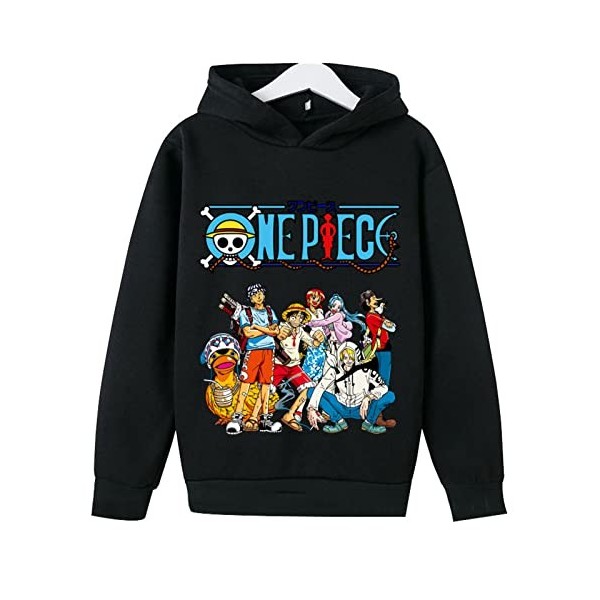 Anime One Piece Sweat À Capuche Luffy Garçons Sweat Printemps Automne Hiver Pull pour Enfants 4 5 6 7 8 9 10 11 12 13 14 Ans