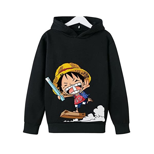 Anime One Piece Sweat À Capuche Luffy Garçons Sweat Printemps Automne Hiver Pull pour Enfants 4 5 6 7 8 9 10 11 12 13 14 Ans