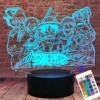 ZTZK One Piece Lampe, 3D LED One Piece Veilleuse Télécommande Intelligente Lampe de Table 16 Couleurs pour Noël One Piece Cad