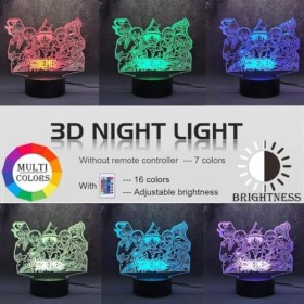 ZTZK One Piece Lampe, 3D LED One Piece Veilleuse Télécommande Intelligente Lampe de Table 16 Couleurs pour Noël One Piece Cad