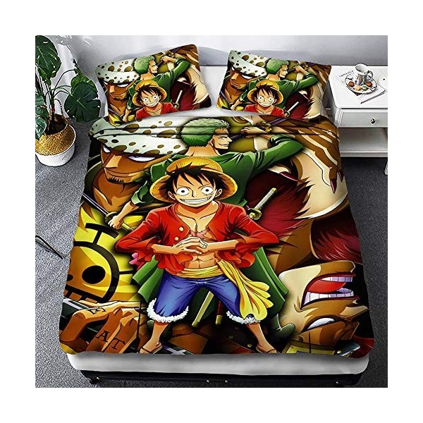 WFKLLL Parure De Lit One Piece avec Housse De Couette, 1 Et 2 Personnes Anime, Drap De Lit pour Enfants, Garçons, Filles Sty