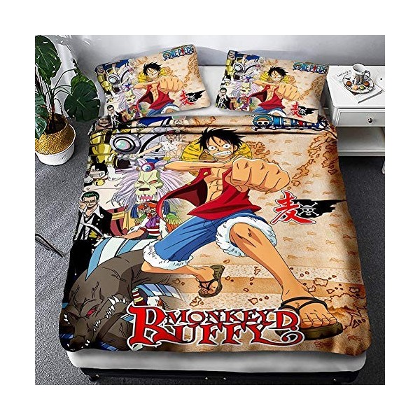 WFKLLL Parure De Lit One Piece avec Housse De Couette, 1 Et 2 Personnes Anime, Drap De Lit pour Enfants, Garçons, Filles Sty